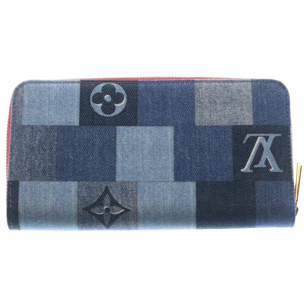 LOUIS VUITTON(ルイヴィトン) モノグラムデニム パッチワーク ジッピーウォレット 長財布 ゴールド金具 インディゴ M44938