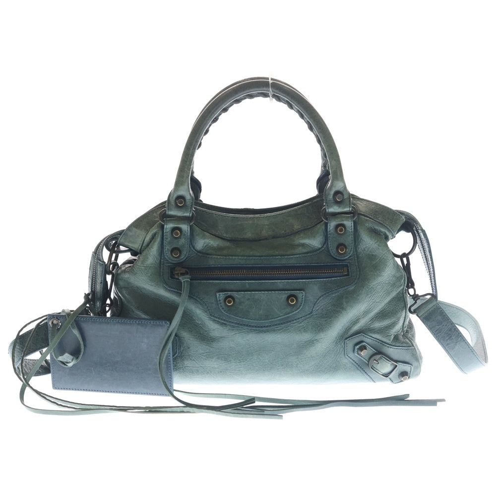 BALENCIAGA(バレンシアガ) ザタウン レザー 2WAY ハンド ショルダー バッグ グリーン 240579 レディース