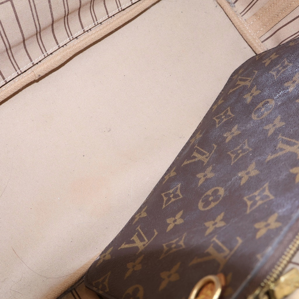 LOUIS VUITTON(ルイヴィトン) モノグラム ネヴァーフルMM 新型 トートバッグ ハンドバッグ ブラウン レザー×PVC M46975 ゴールド金具 レディース
