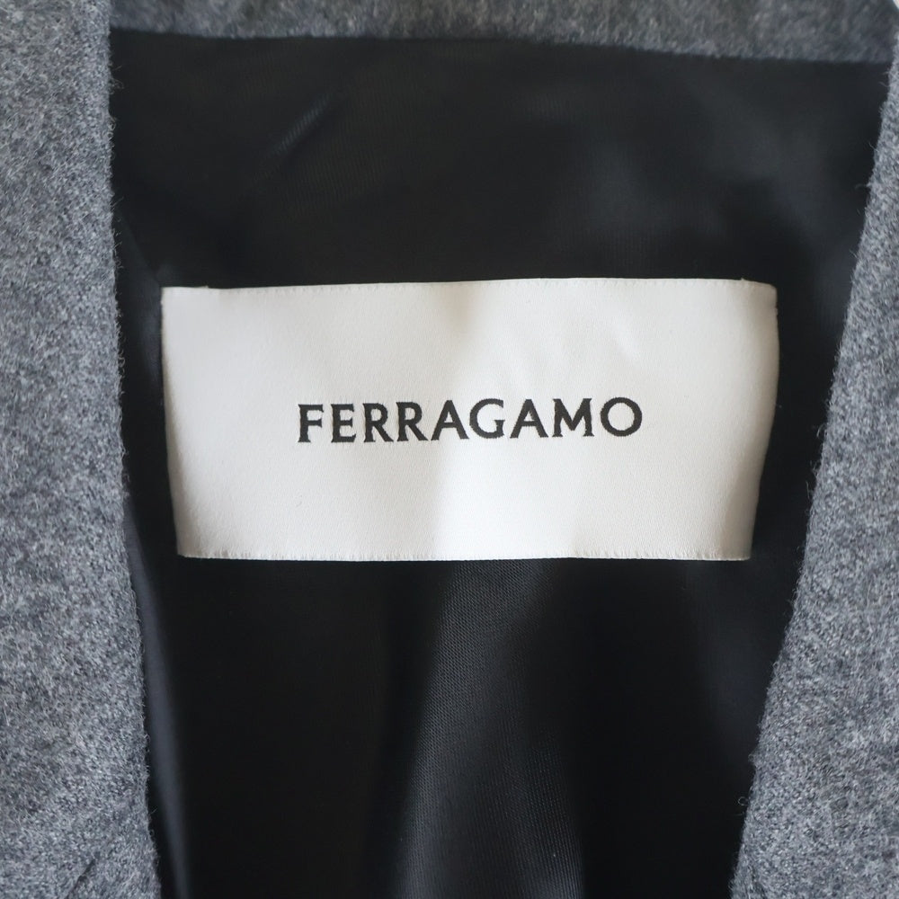 FERRAGAMO(フェラガモ) ピークドラペル 1B メタルボタン シングル テーラードジャケット ウール グレー 13J775 レディース