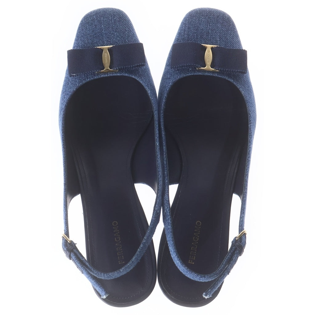FERRAGAMO(フェラガモ) ヴァラ リボン ストラップ ヒールパンプス インディゴブルー 8 レディース