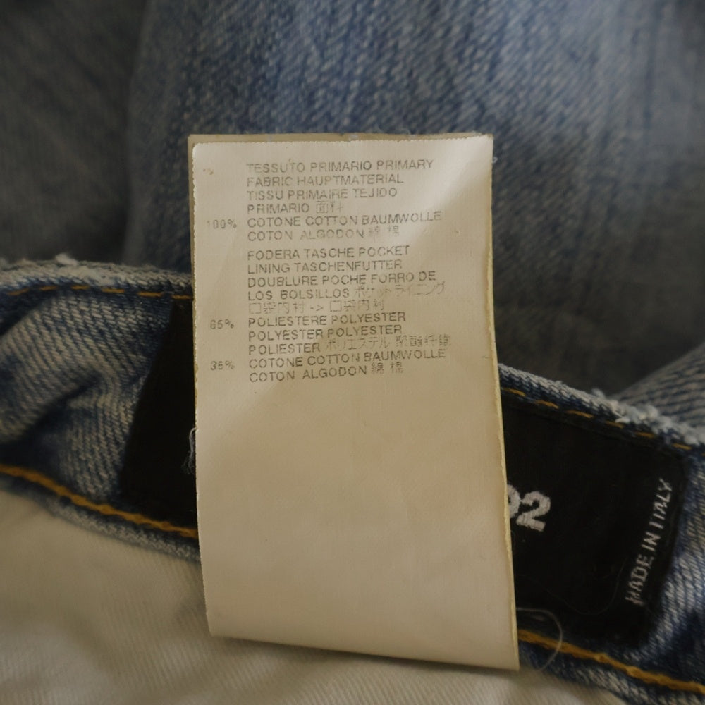 DSQUARED2(ディースクエアード) 16SS Hockney Jeans ダメージ加工 デニムパンツ ライトインディゴ S72LA0824 S30309 レディース