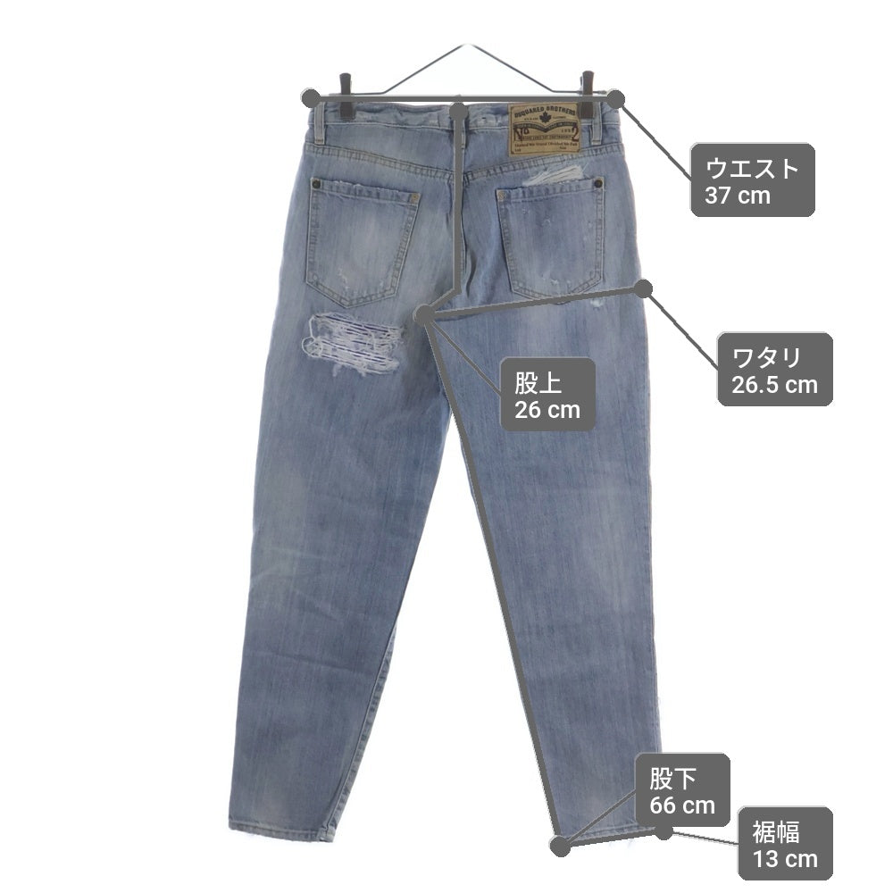 DSQUARED2(ディースクエアード) 16SS Hockney Jeans ダメージ加工 デニムパンツ ライトインディゴ S72LA0824 S30309 レディース