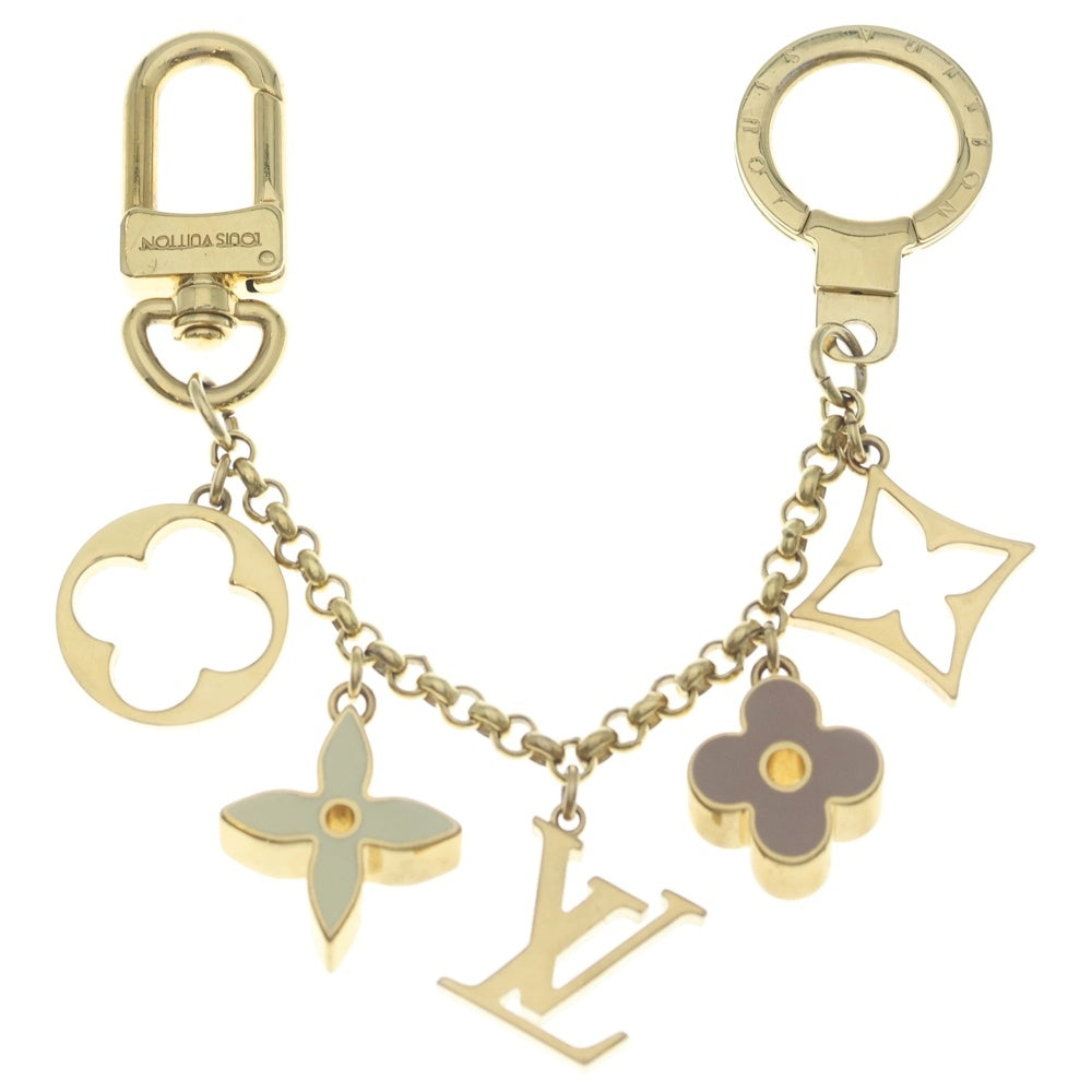 LOUIS VUITTON(ルイヴィトン) バッグチャーム チェーン フルール ドゥ モノグラム バッグチャーム キーホルダー ゴールド×ピンク M65111 レディース