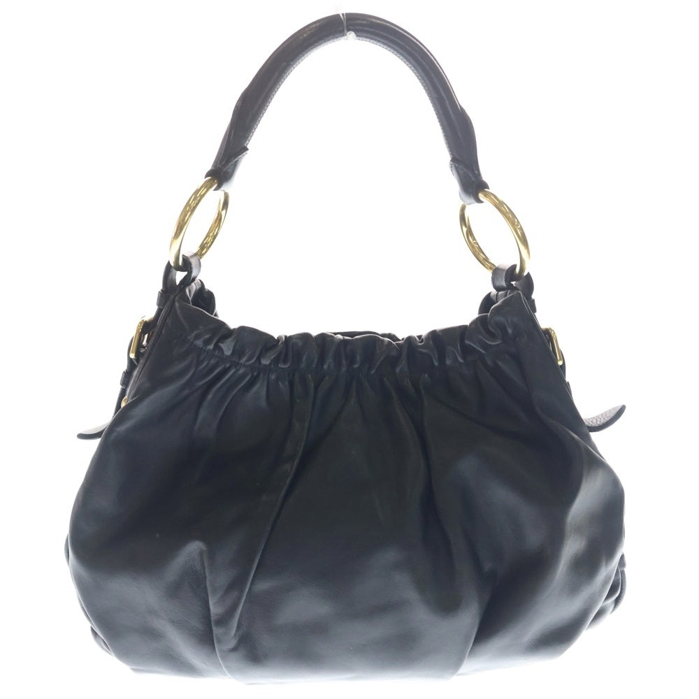 PRADA(プラダ) ギャザー ワンショルダーバッグ レザー ブラック BR4225 レディース