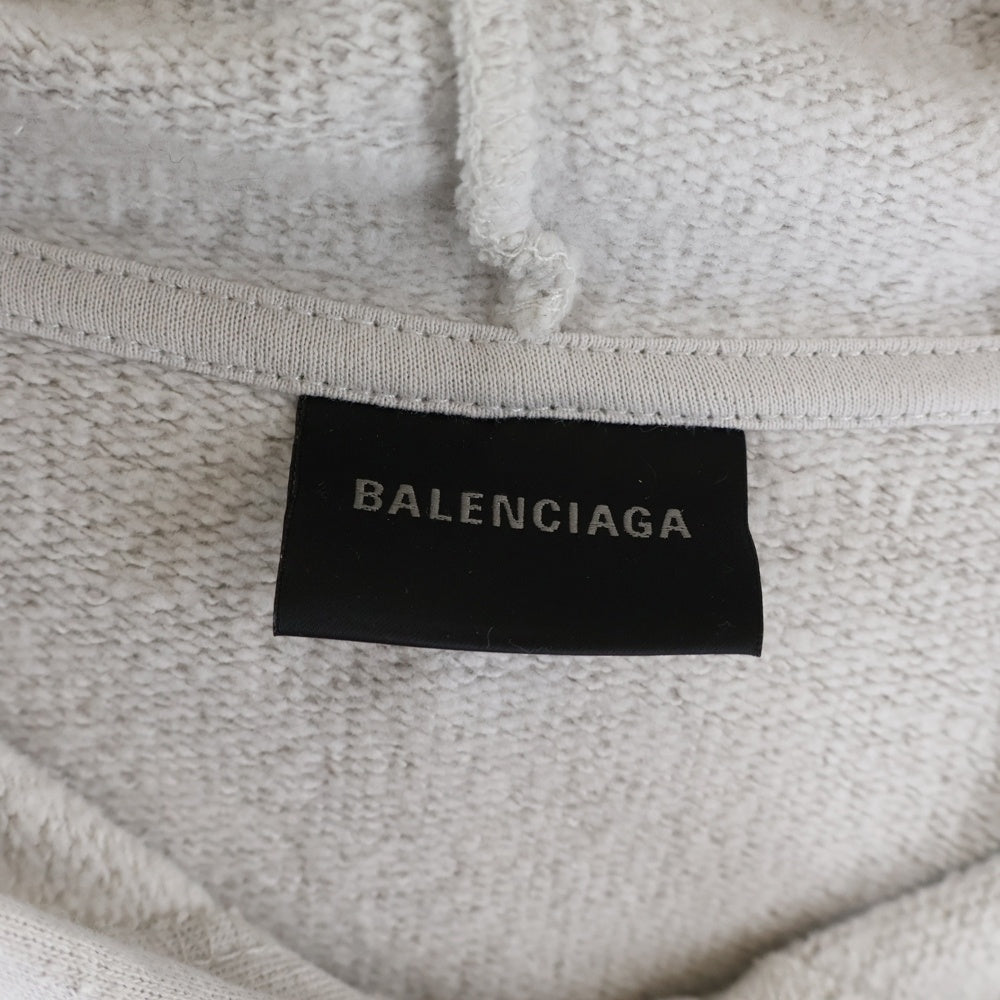 BALENCIAGA(バレンシアガ) Masking Tape Oversized Hoodie マスキングテープ ロゴプリント オーバーサイズ ジップアップ スウェットパーカー フーディー グレー 850338