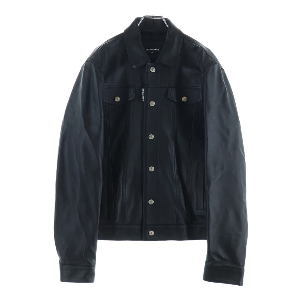 DSQUARED2(ディースクエアード) ラムレザー トラッカージャケット ブラック S74AM1351