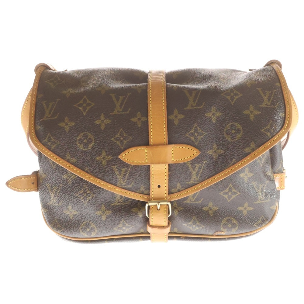 LOUIS VUITTON(ルイヴィトン) モノグラム ソミュール30 ショルダーバッグ ブラウン レザー×PVC M42256 ゴールド金具 レディース