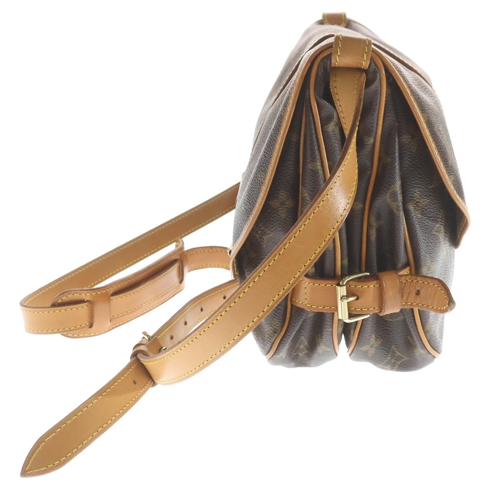LOUIS VUITTON(ルイヴィトン) モノグラム ソミュール30 ショルダーバッグ ブラウン レザー×PVC M42256 ゴールド金具 レディース