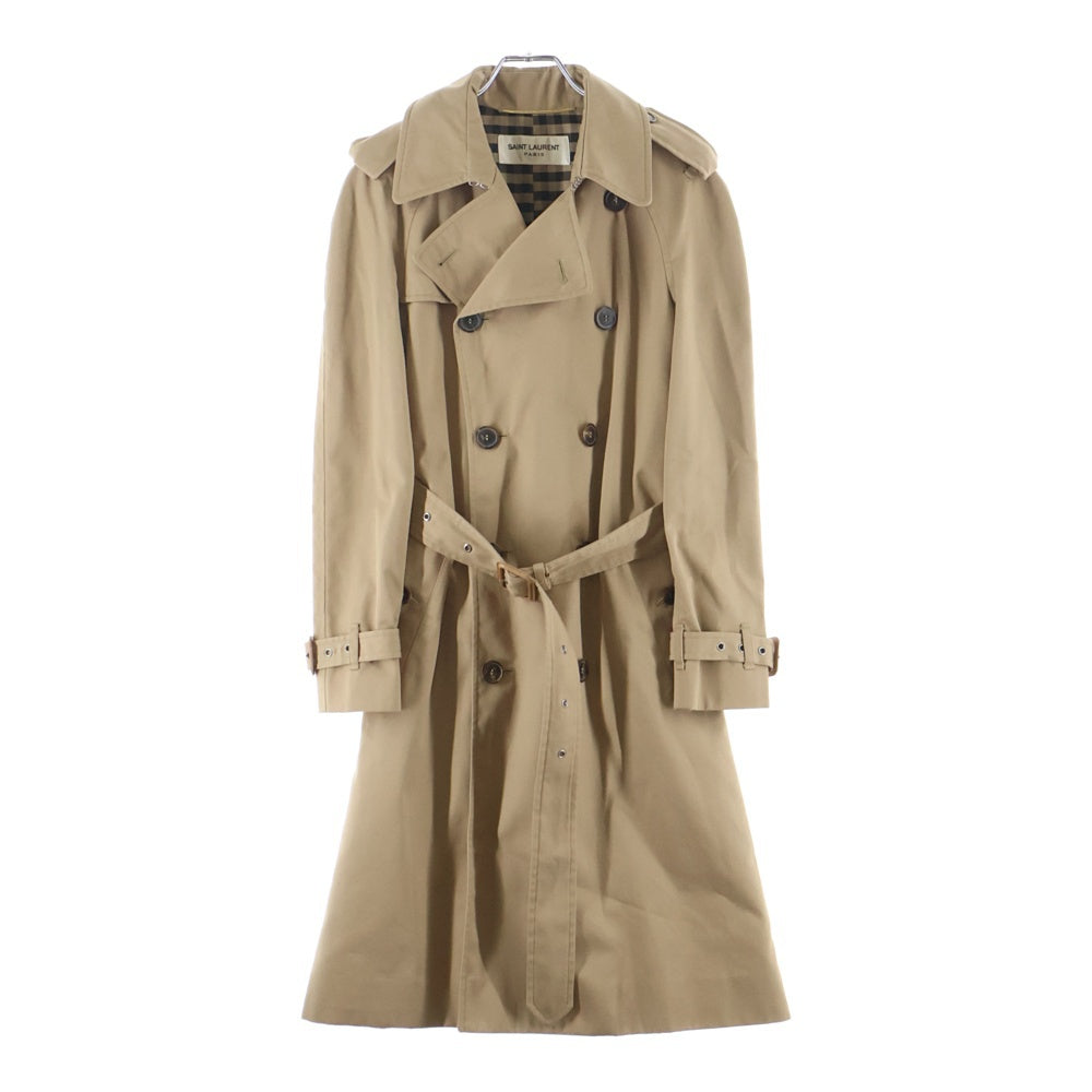 SAINT LAURENT PARIS(サンローランパリ) 13AW エディ期 裏地チェック ベルト付トレンチコート ベージュ 316130 YUB39 レディース
