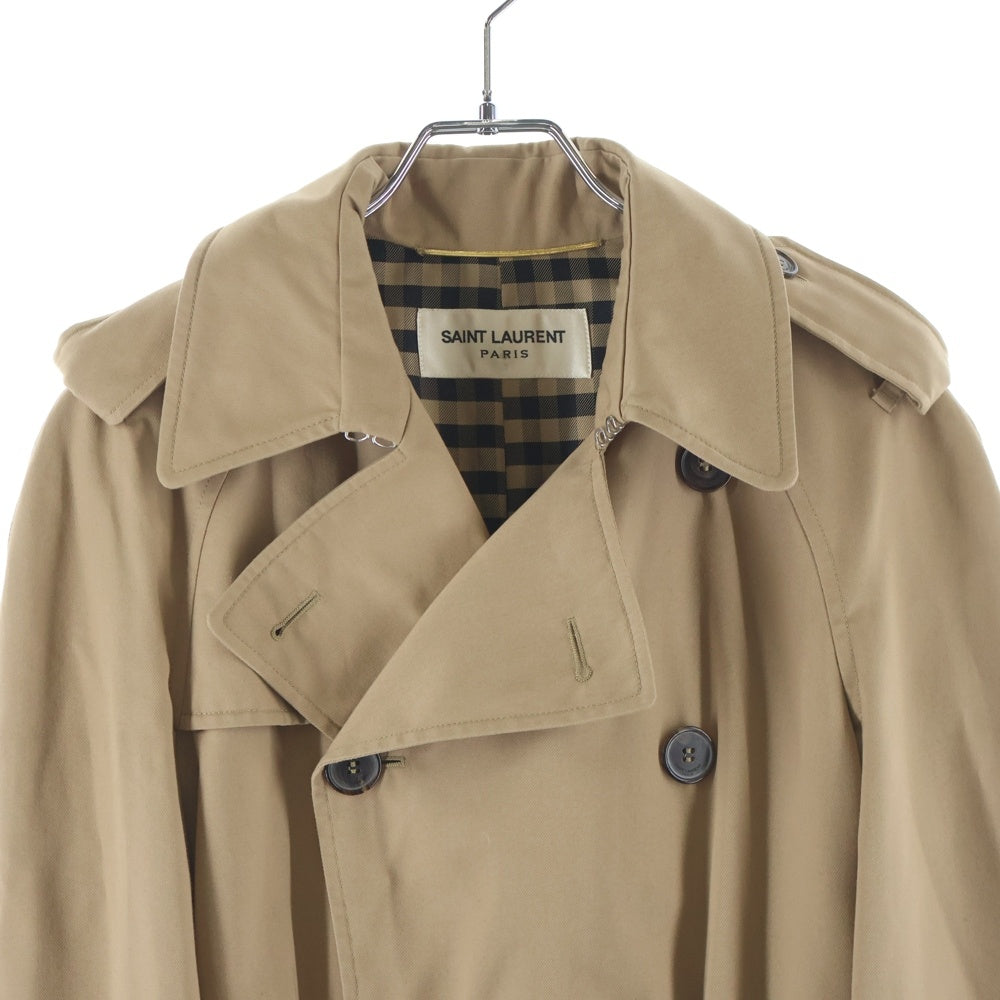 SAINT LAURENT PARIS(サンローランパリ) 13AW エディ期 裏地チェック ベルト付トレンチコート ベージュ 316130 YUB39 レディース