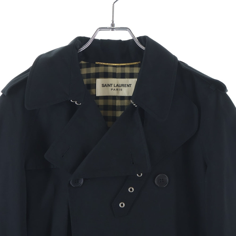 SAINT LAURENT PARIS(サンローランパリ) 13SS Permanent Collection エディ期 裏地チェック ベルト付トレンチコートブラック 340114 YA39B レディース