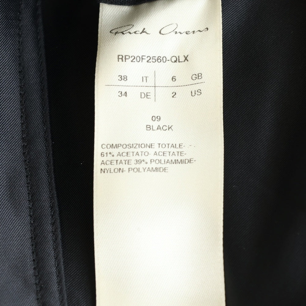 Rick Owens(リックオウエンス) 20AW ドローコード ノースリーブワンピース ブラック RP20F2560-QLX レディース