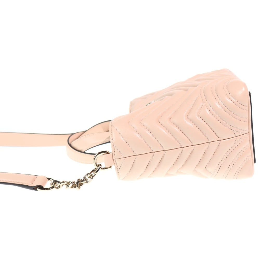 GUCCI(グッチ) GGマーモント 2WAYハンドバッグ ショルダーバッグ ペールピンク レザー 847386 ゴールド金具 レディース