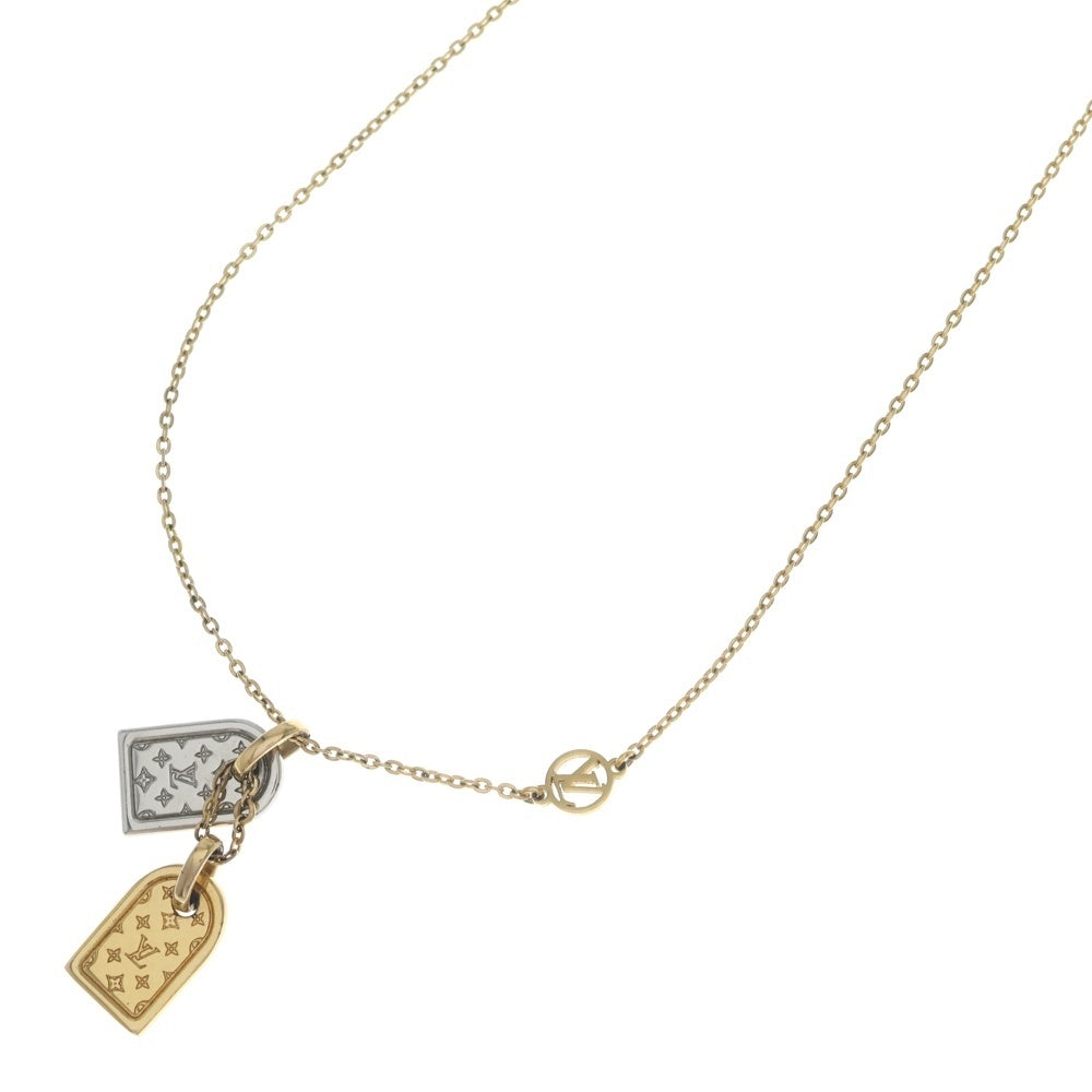 LOUIS VUITTON(ルイヴィトン) ナノグラム ミニチュアネームタグ ネックレス ペンダント チェーン シルバー×ゴールド M63141 レディース