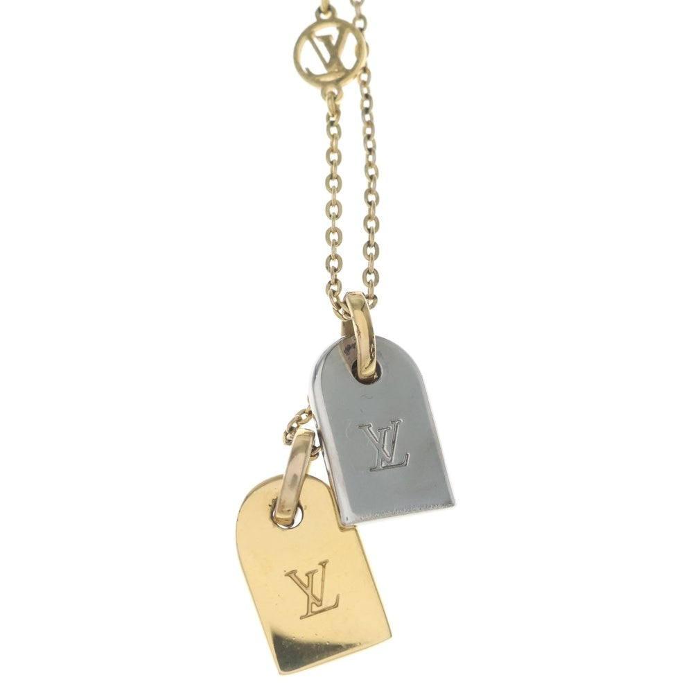 LOUIS VUITTON(ルイヴィトン) ナノグラム ミニチュアネームタグ ネックレス ペンダント チェーン シルバー×ゴールド M63141 レディース