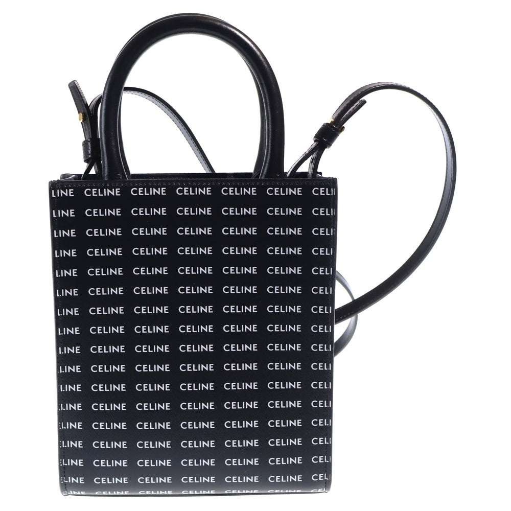 CELINE(セリーヌ) ロゴ バーティカルカバ ミニ 2WAYショルダーバッグ ミニバッグ フォンショルダー ブラック レザー ゴールド金具 レディース