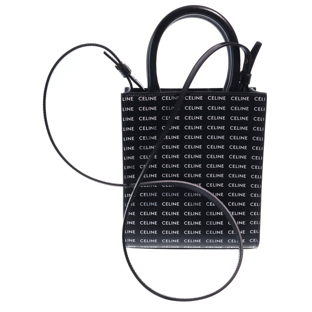 CELINE(セリーヌ) ロゴ バーティカルカバ ミニ 2WAYショルダーバッグ ミニバッグ フォンショルダー ブラック レザー ゴールド金具 レディース