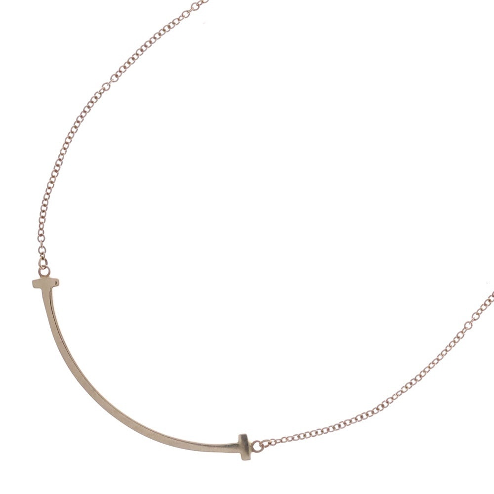 TIFFANY & Co.(ティファニー) Tスマイル スモールネックレス ペンダント チェーン ゴールド Au750YG 2.9g レディース