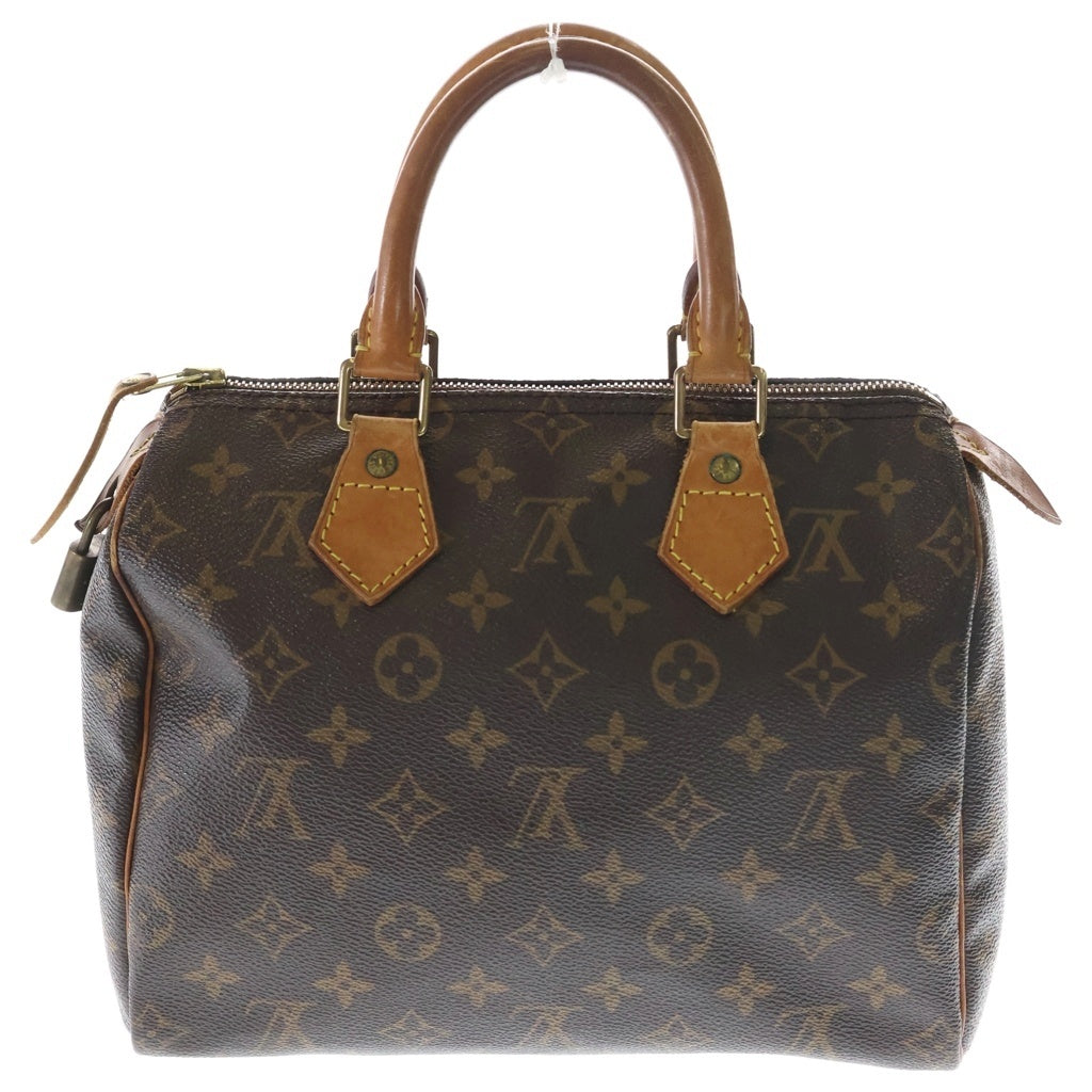 LOUIS VUITTON(ルイヴィトン) モノグラム スピーディ25 ハンドバッグ ミニボストンバッグ ブラウン レザー×PVC M41528 ゴールド金具 レディース