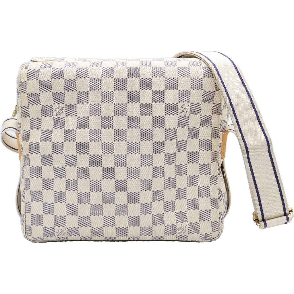 LOUIS VUITTON(ルイヴィトン) ダミエアズール ナヴィグリオ ショルダーバッグ ホワイト レザー×PVC N51189 ゴールド金具 レディース