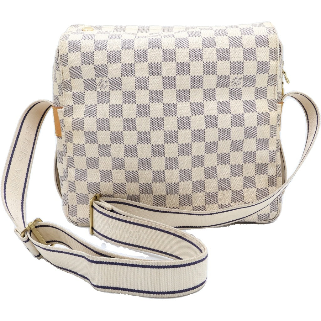 LOUIS VUITTON(ルイヴィトン) ダミエアズール ナヴィグリオ ショルダーバッグ ホワイト レザー×PVC N51189 ゴールド金具 レディース