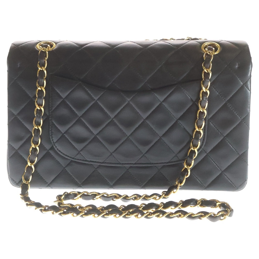 CHANEL(シャネル) マトラッセ25 ダブルフラップ ダブルチェーンショルダーバッグ ブラック ラムスキン ゴールド金具 レディース