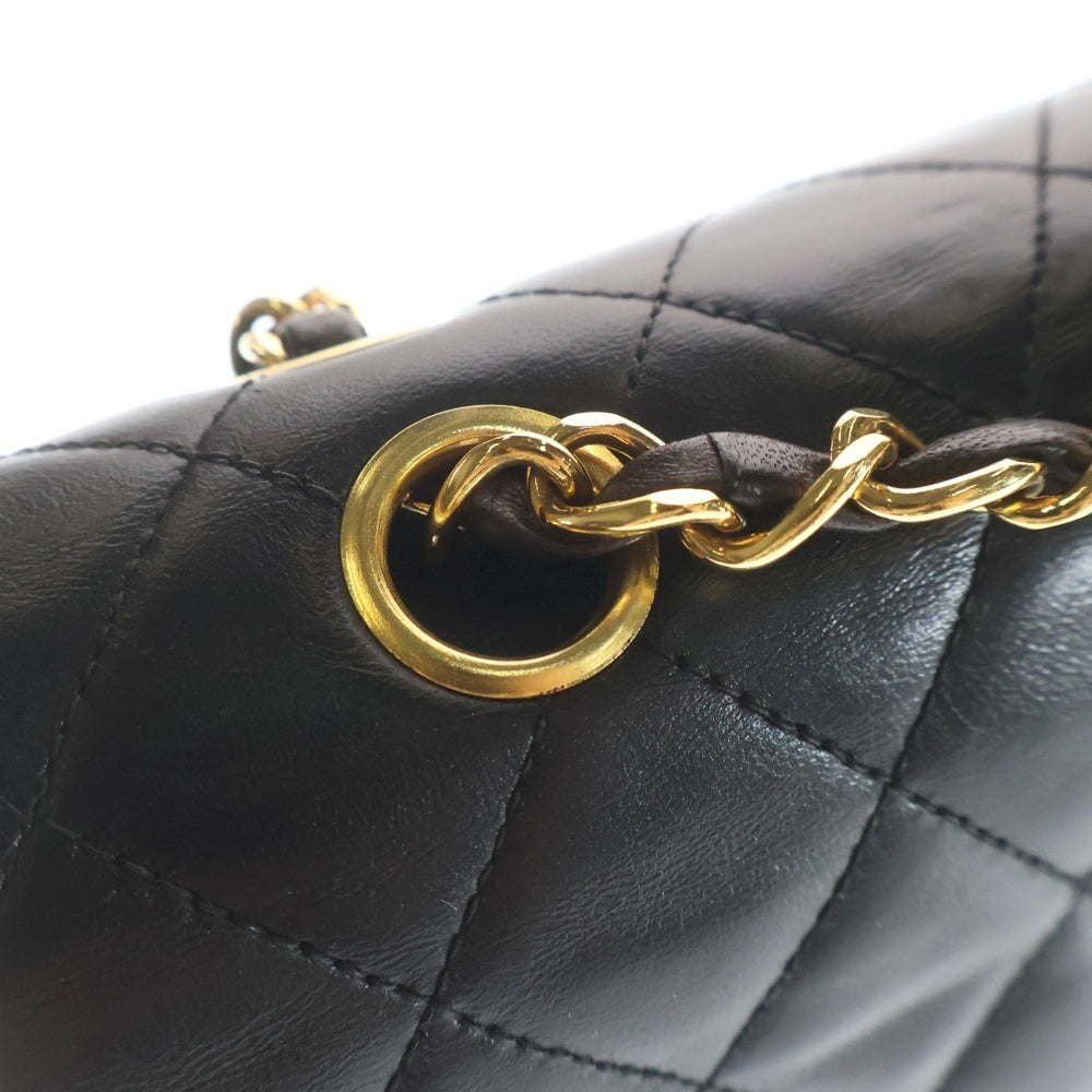 CHANEL(シャネル) マトラッセ25 ダブルフラップ ダブルチェーンショルダーバッグ ブラック ラムスキン ゴールド金具 レディース
