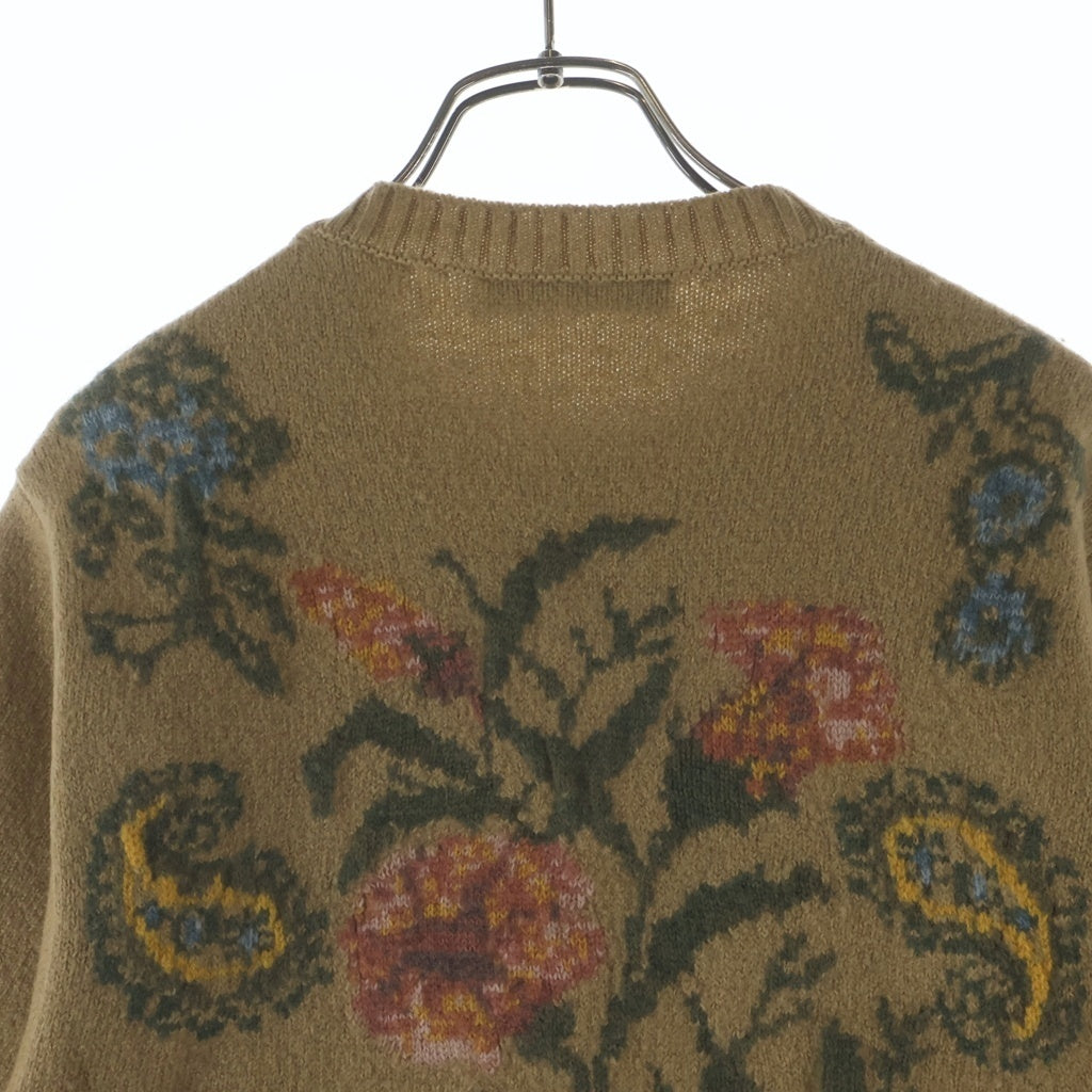 Christian Dior(クリスチャンディオール) フローラル 総柄ジャガード ウールカシミヤ混 サイドスリット ニットセーター ブラウン 124S03AM301 レディース