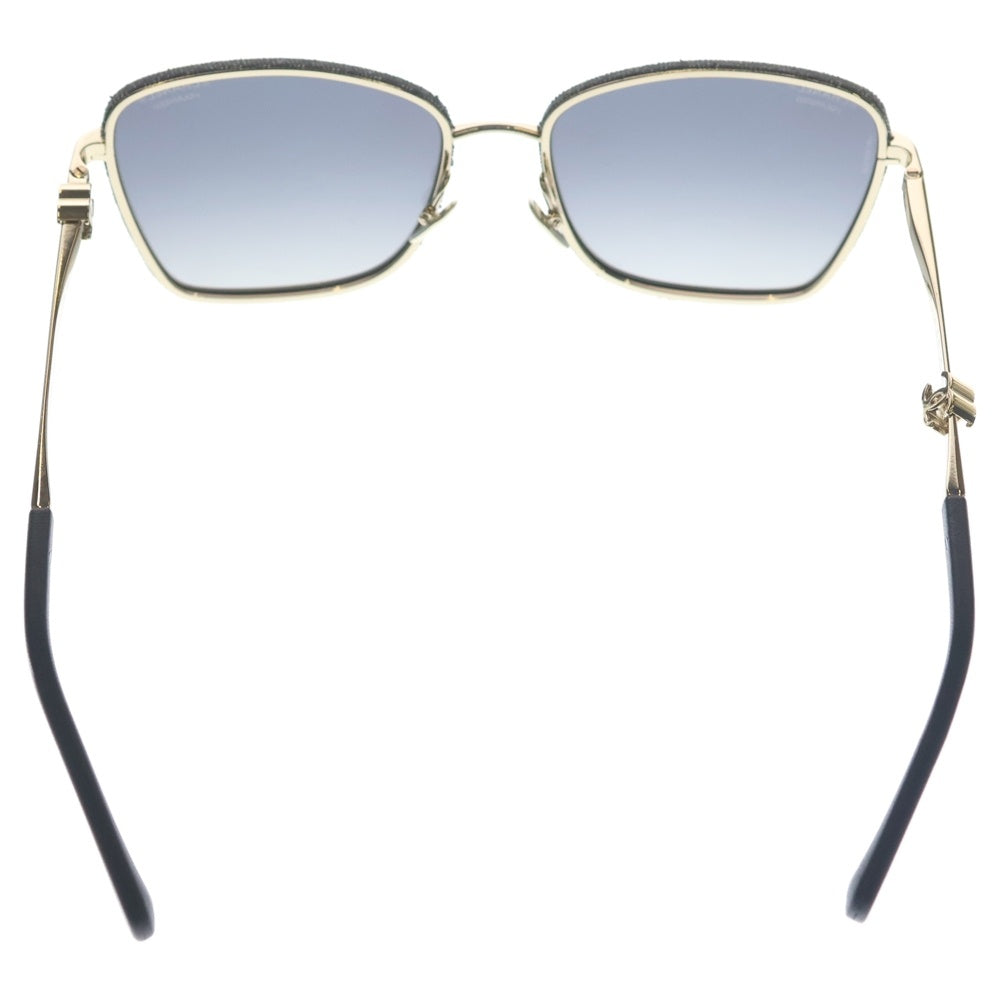 CHANEL(シャネル) キャッツアイシェイプ サングラス ゴールドフレーム ブラックレンズ カーフスキン×デニム 57□18 4289-Q レディース