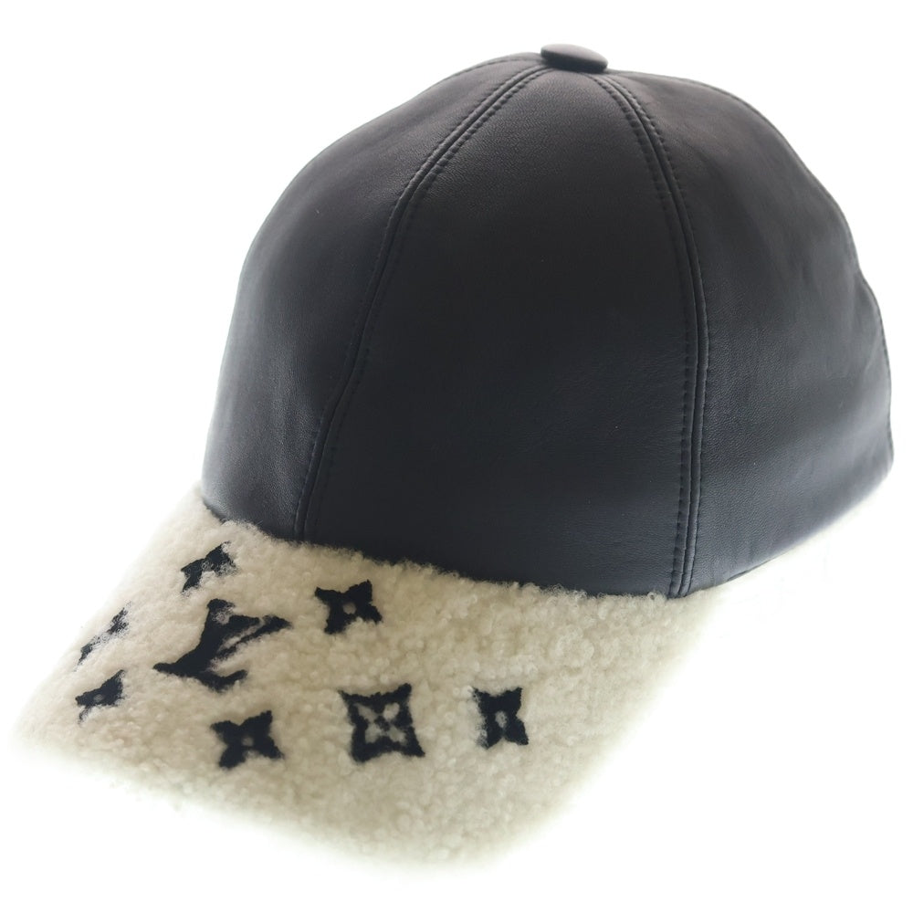 LOUIS VUITTON(ルイヴィトン) キャップ シェアリング ラムレザー×ムートン ブラック×ホワイト M M00493