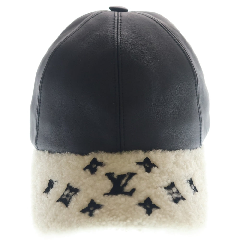 LOUIS VUITTON(ルイヴィトン) キャップ シェアリング ラムレザー×ムートン ブラック×ホワイト M M00493