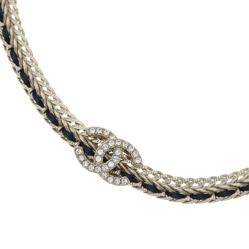 CHANEL(シャネル) ココマーク ラインストーン チョーカー ブラック×ゴールド GP B22S レディース
