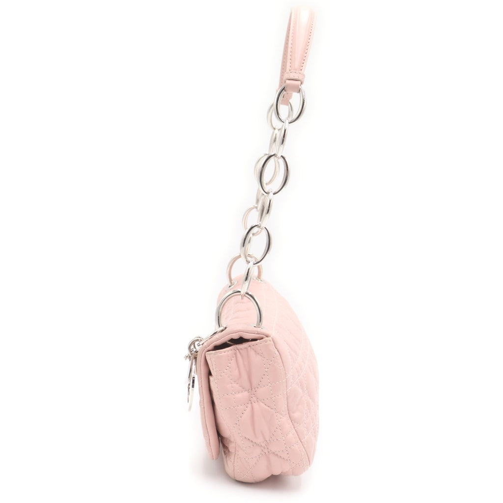 Christian Dior(クリスチャンディオール) カナージュ ワンショルダーバッグ ハンドバッグ ピンク レザー シルバー金具 レディース