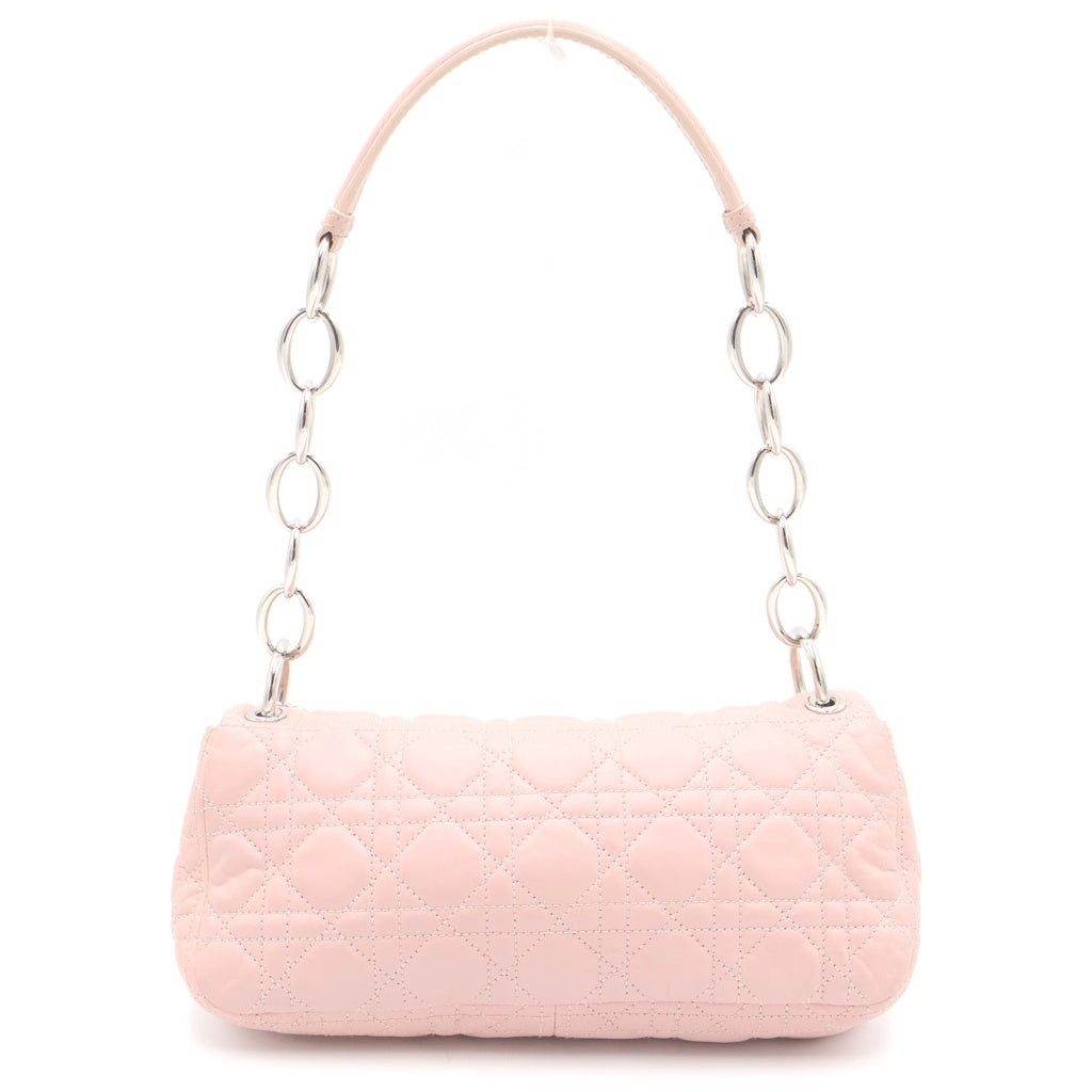 Christian Dior(クリスチャンディオール) カナージュ ワンショルダーバッグ ハンドバッグ ピンク レザー シルバー金具 レディース