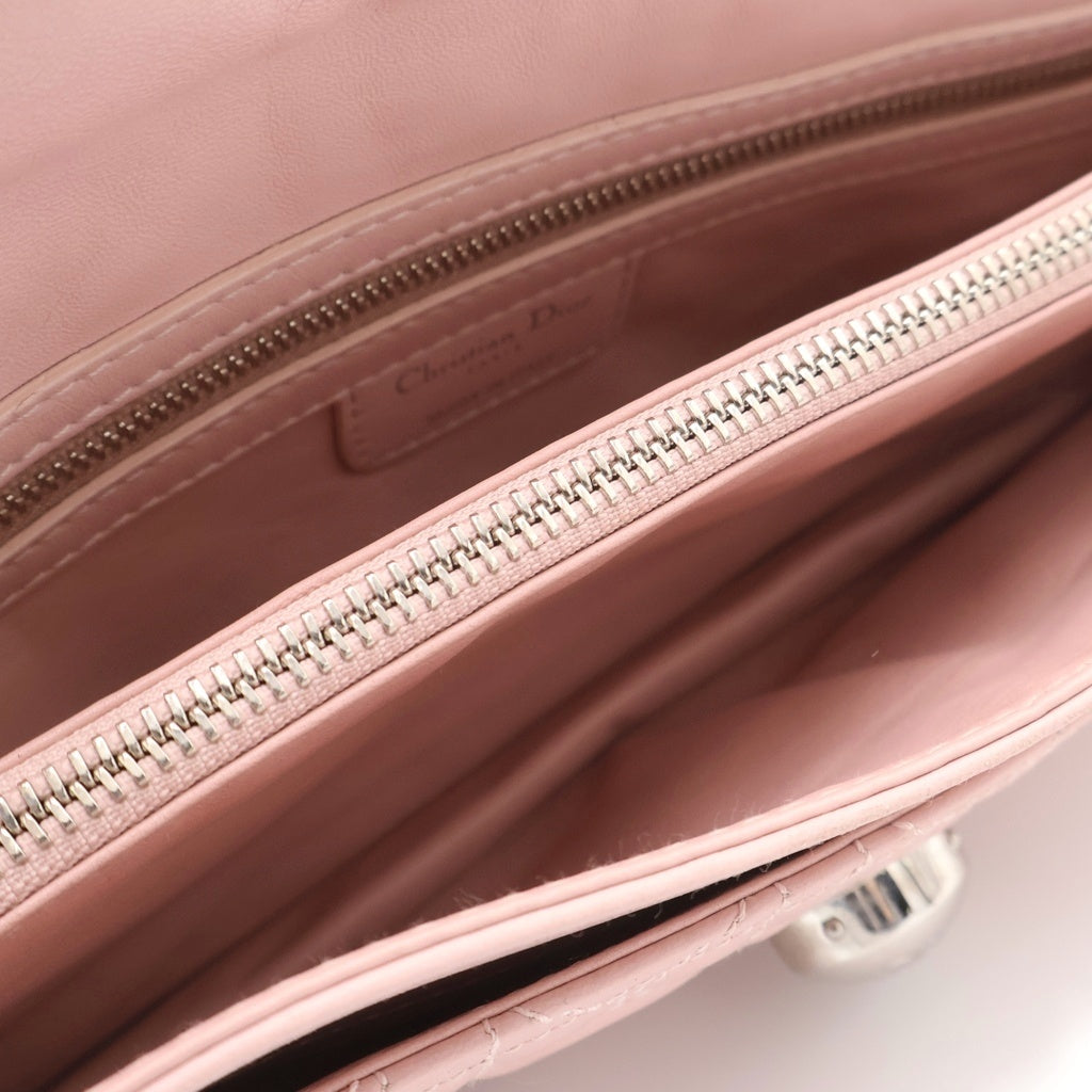Christian Dior(クリスチャンディオール) カナージュ ワンショルダーバッグ ハンドバッグ ピンク レザー シルバー金具 レディース