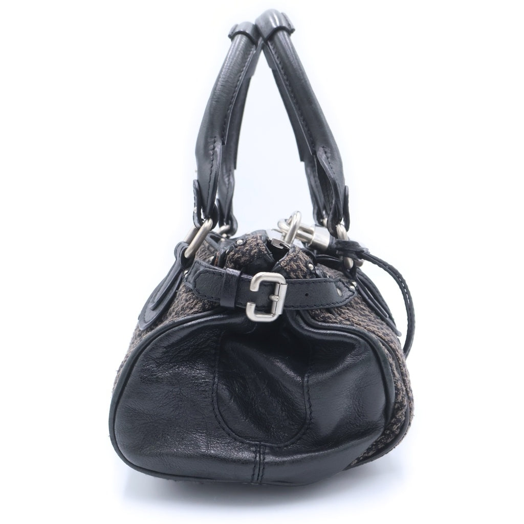 Chloe(クロエ) パディントン パドロック ツイード レザー ハンドバッグ シルバー金具 ブラック/ブラウン レディース