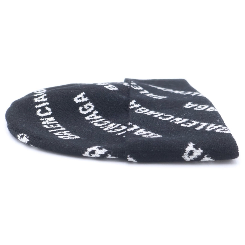 BALENCIAGA(バレンシアガ) 22AW オールオーバーロゴ ウール ニットキャップ 帽子 ブラック 719580 T1660