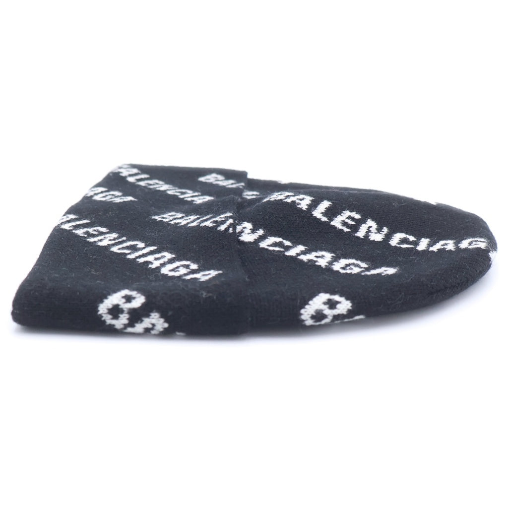 BALENCIAGA(バレンシアガ) 22AW オールオーバーロゴ ウール ニットキャップ 帽子 ブラック 719580 T1660
