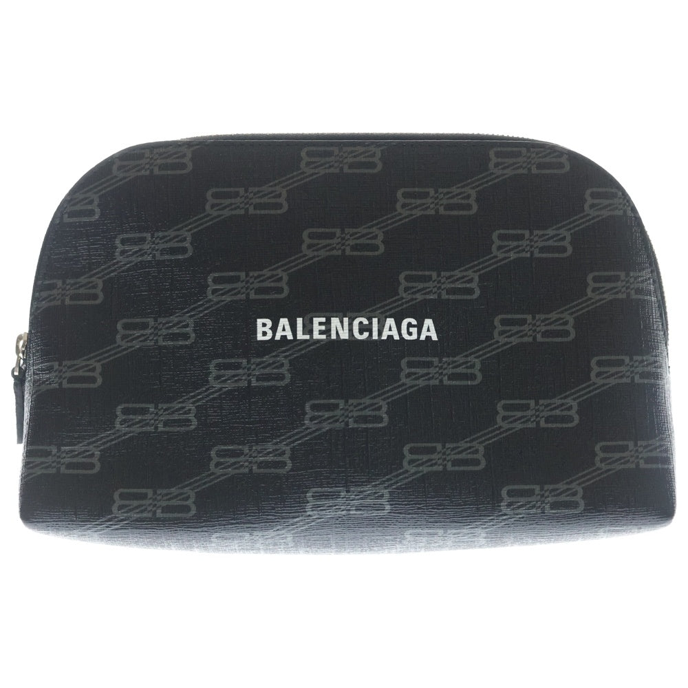 BALENCIAGA(バレンシアガ) BBモノグラム ポーチ ケース ブラック PVC×レザー 702624 210D5 シルバー金具