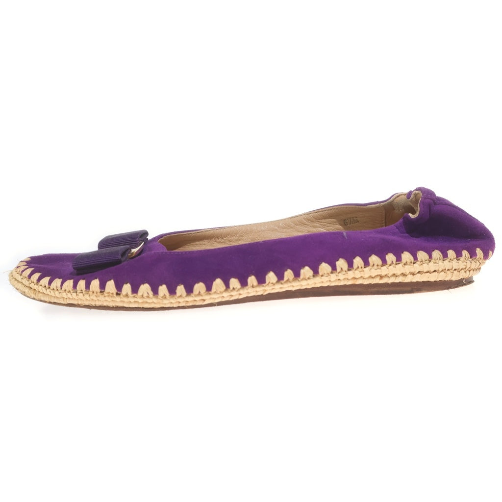 Salvatore Ferragamo(サルヴァトーレ フェラガモ) ヴァラリボン ベロア エスパドリーユ ローカットシューズ パンプス パープル レディース