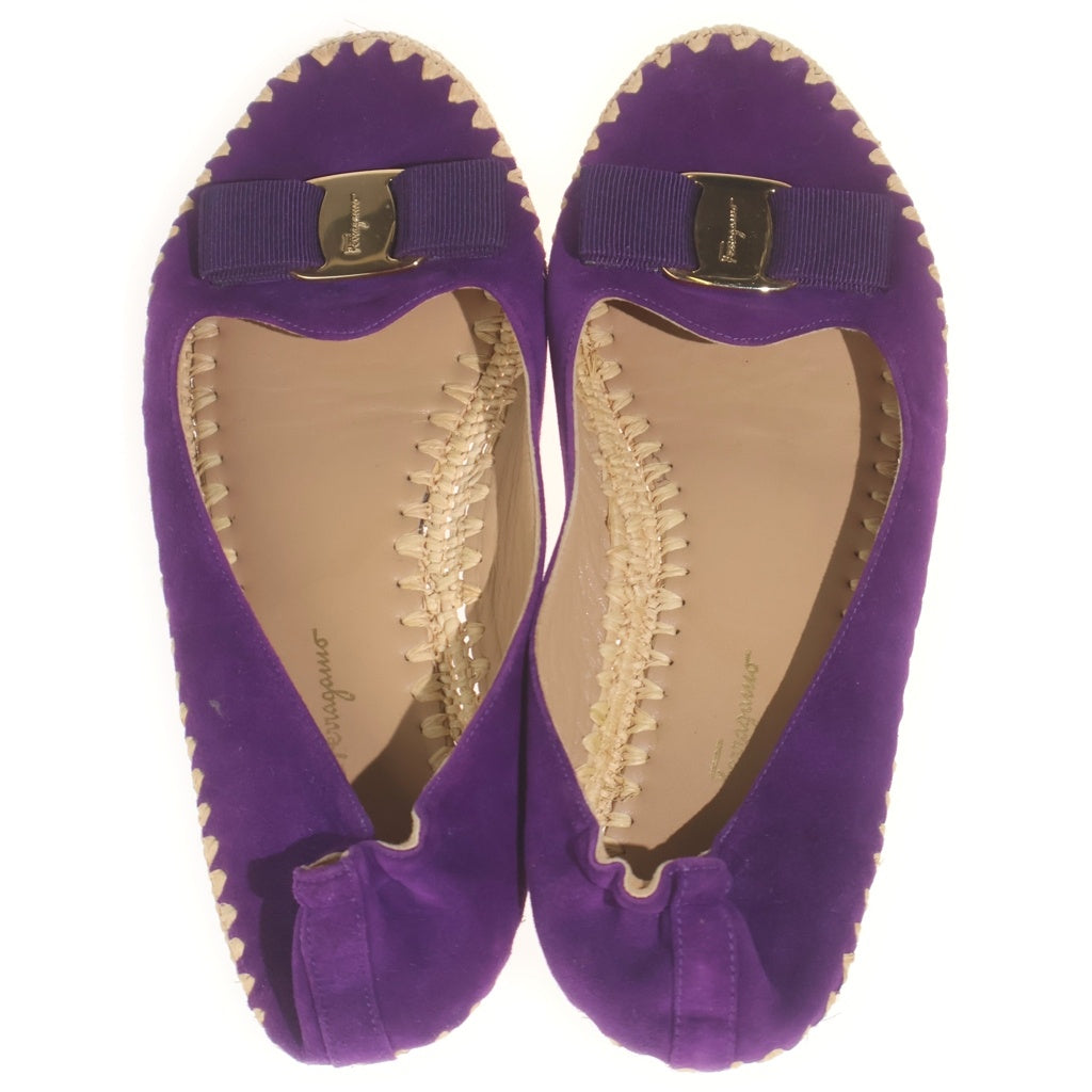 Salvatore Ferragamo(サルヴァトーレ フェラガモ) ヴァラリボン ベロア エスパドリーユ ローカットシューズ パンプス パープル レディース