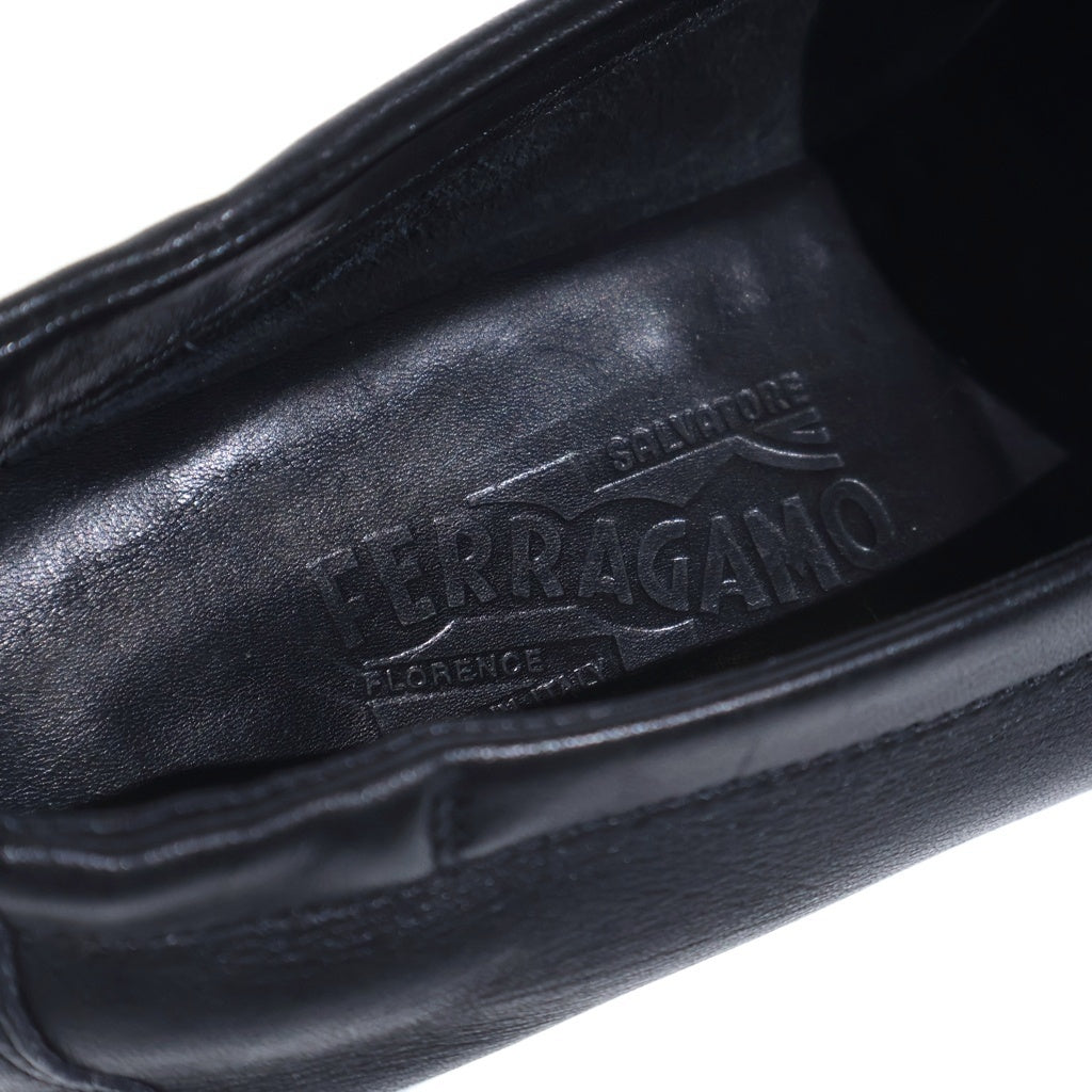 FERRAGAMO(フェラガモ) スクエアトゥ レザー ローカット ドライビングシューズ ローファー ブラック