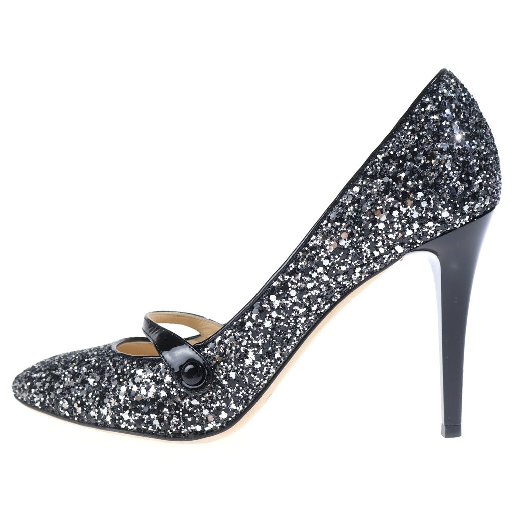 JIMMY CHOO(ジミーチュウ) ラメグリッター ヒール パンプス シューズ シルバー/ブラック レディース