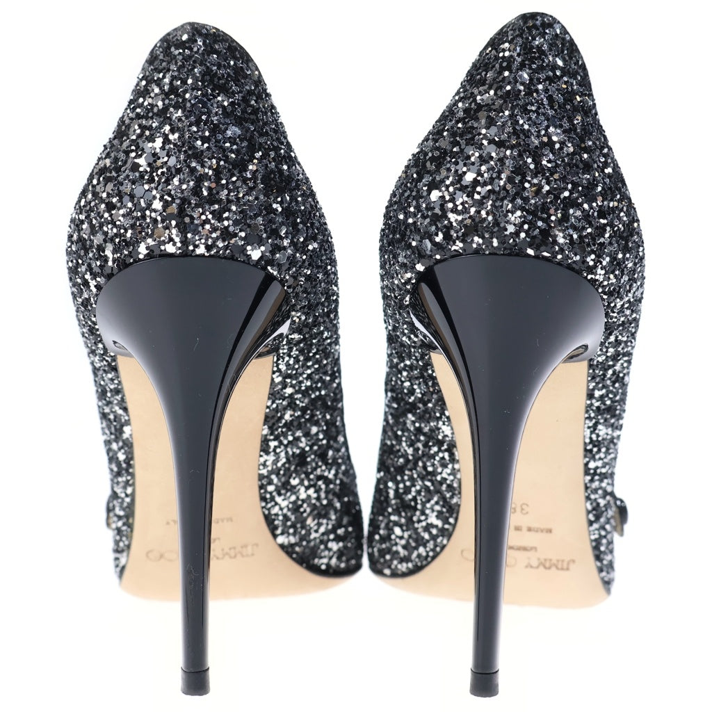 JIMMY CHOO(ジミーチュウ) ラメグリッター ヒール パンプス シューズ シルバー/ブラック レディース