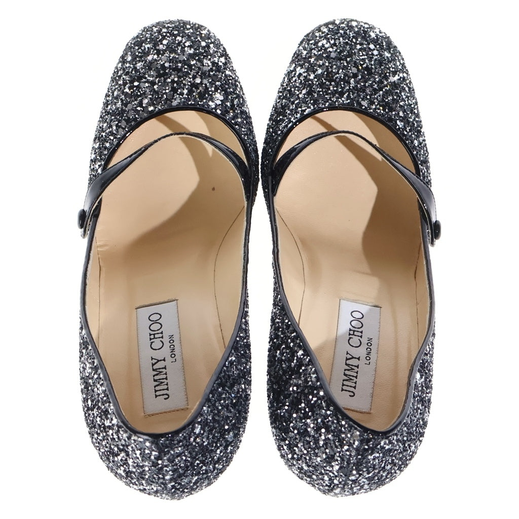 JIMMY CHOO(ジミーチュウ) ラメグリッター ヒール パンプス シューズ シルバー/ブラック レディース