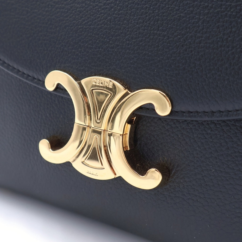 CELINE(セリーヌ) トリオンフ ティーン ニノ レザー 2WAYショルダー ハンドバッグ ブラック ゴールド金具 レディース