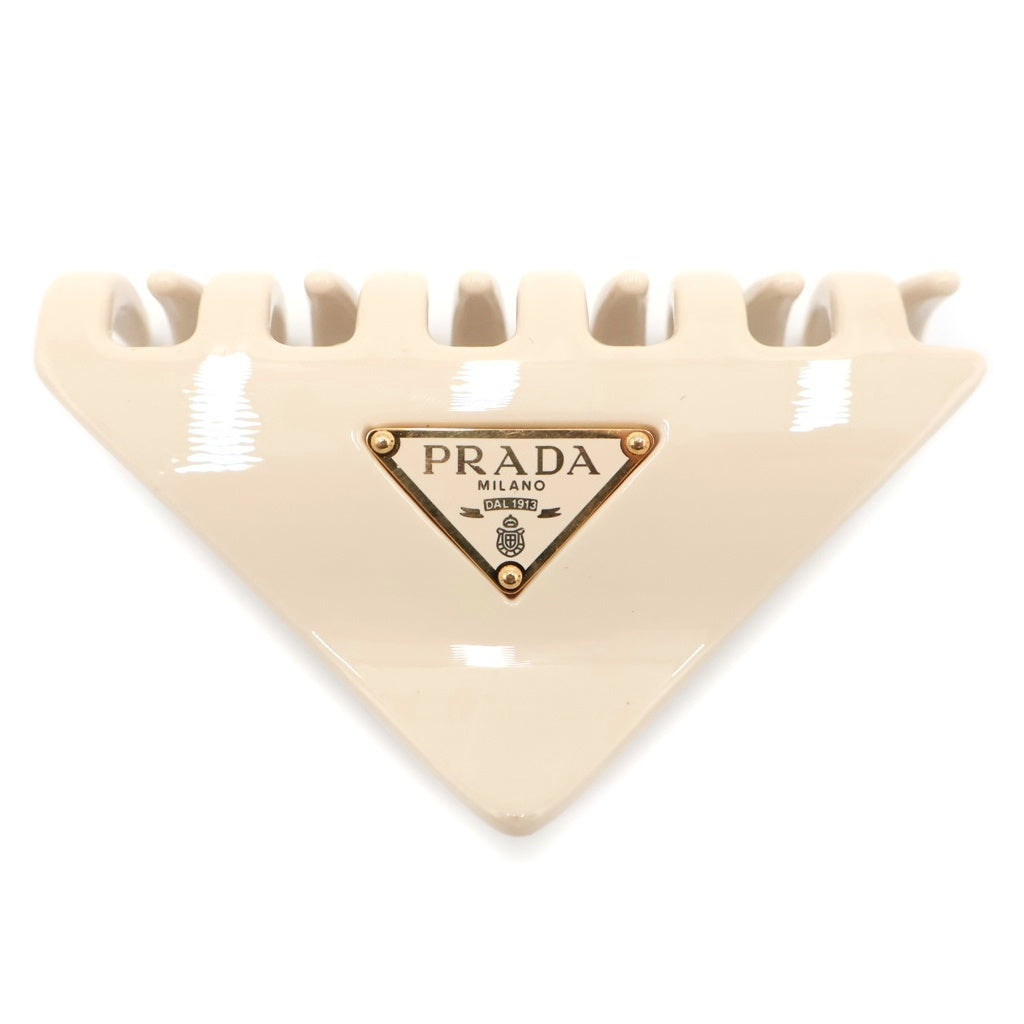 PRADA(プラダ) トライアングルロゴ ヘアクリップ アイボリー レディース