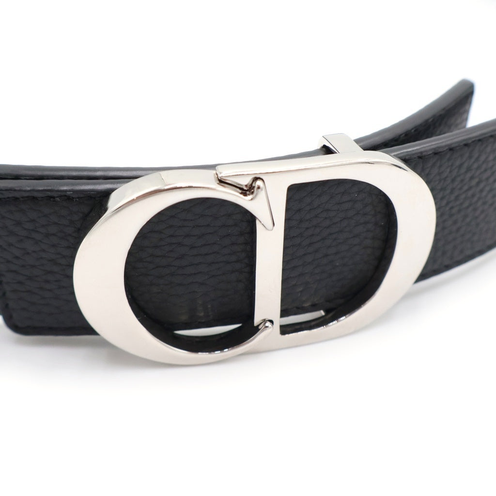 DIOR(ディオール) CDロゴ リバーシブル レザーベルト ブラック シルバー金具♯100/40 レディース