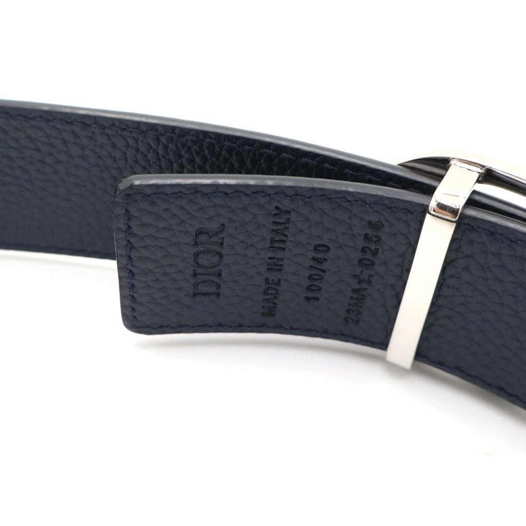 DIOR(ディオール) CDロゴ リバーシブル レザーベルト ブラック シルバー金具♯100/40 レディース